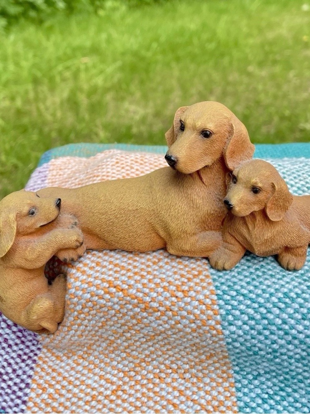 Castagna Brown Dachshund Dog Figurine Set - Decorative Pet Statue